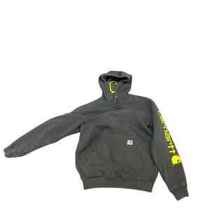 Carhartt Hoodie Original Fit Size Small Mens Gray Spell Out Logo Long Sleeve